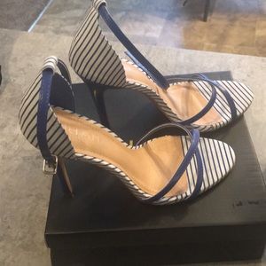 Blue and white heels